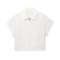 Short Sleeve Zipper Cropped Jacket