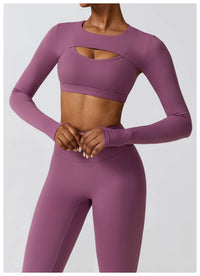 Crop Top Long Sleeve Leggings Set
