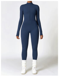 Long Sleeved One-piece Zipper Jumpsuit