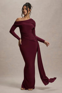 Skew Collar Long Sleeve Sexy Maxi Dress