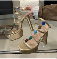 Platform Wedge Colorful Gem Ultra High Heels