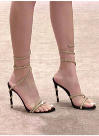 Crystal Snake Coiled Sexy Stiletto High Heels