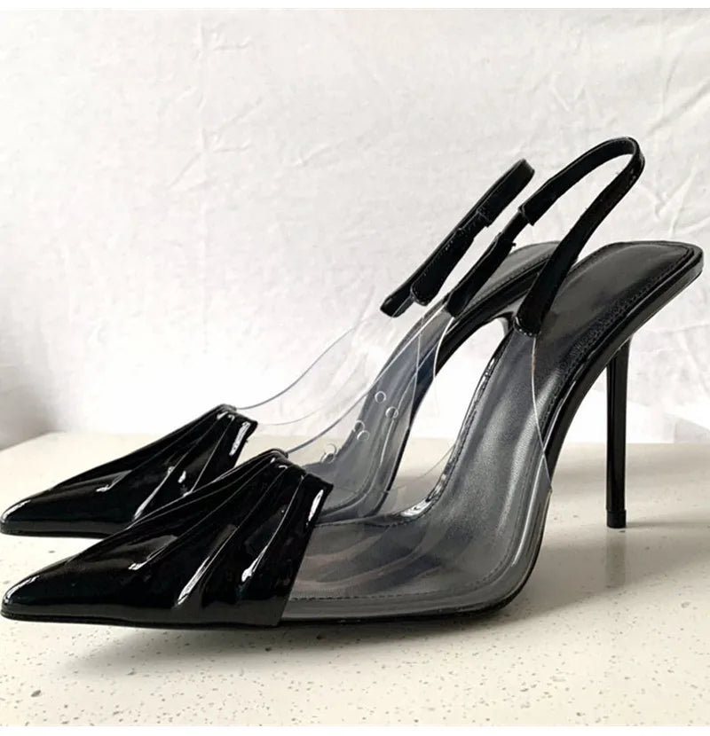 Star Style Pleat Design Elegant Stiletto Heels