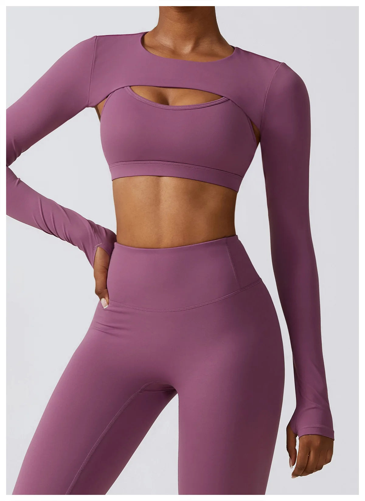 Crop Top Long Sleeve Leggings Set