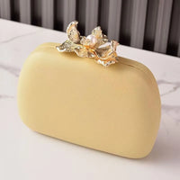 Metallic Flower Embellished Clutch Bag
