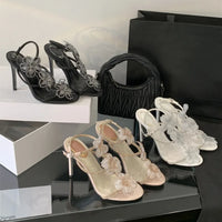 Rhinestones Lace Flowers Decor Heels