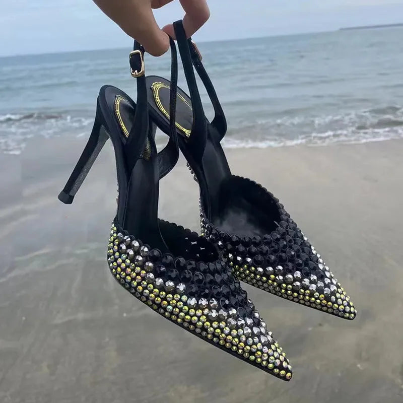 Luxury Rhinestones Gradient Slingbacks