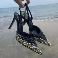 Luxury Rhinestones Gradient Slingbacks