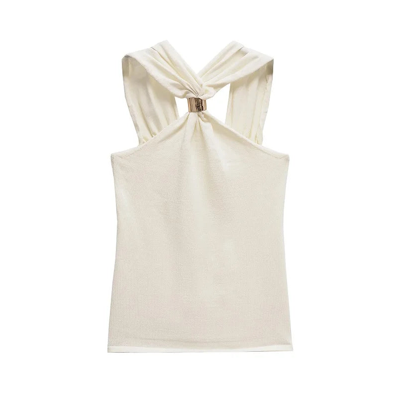 Halter Gold Ring Sleeveless Top