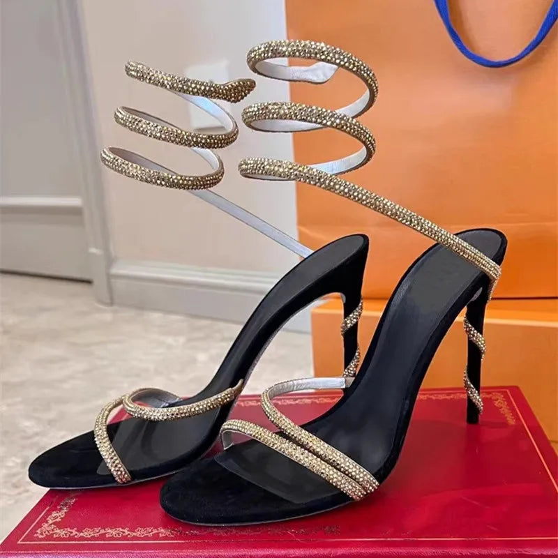 Crystal Snake Coiled Sexy Stiletto High Heels