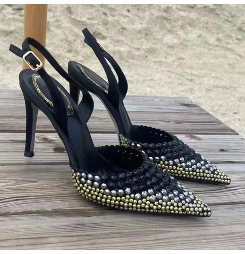Luxury Rhinestones Gradient Slingbacks
