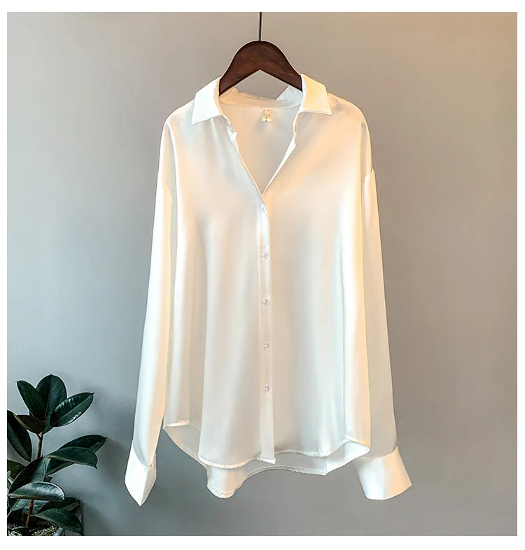 Overshirt Satin Korean Style Shirt