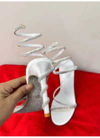 Crystal Snake Coiled Sexy Stiletto High Heels